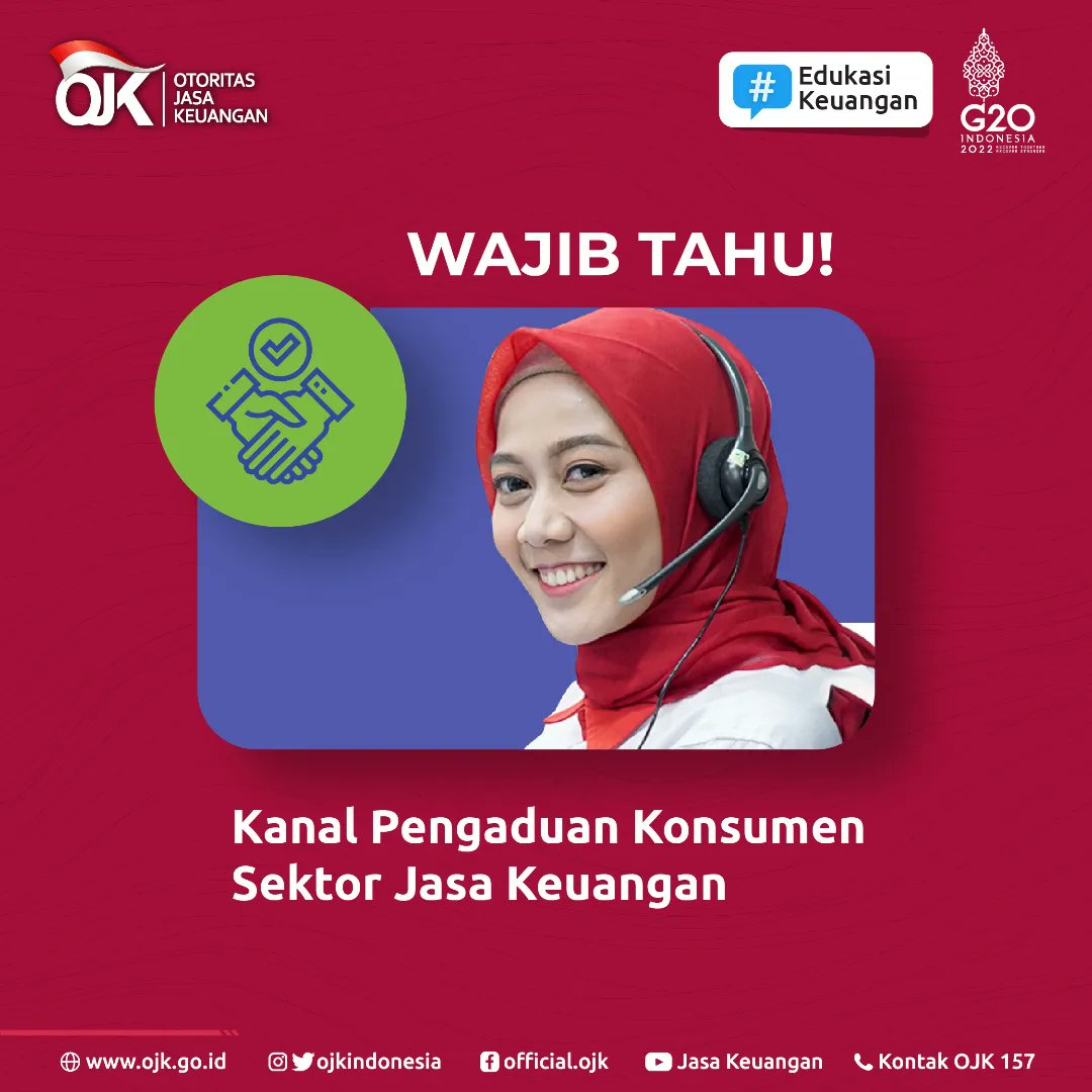 ojkindonesia's tweet photo. Wajib Tahu! Kanal Pengaduan Konsumen Sektor Jasa Keuangan.

Sobat OJK, punya permasalahan dengan lembaga jasa keuangan yang terdaftar dan berizin OJK? Ini solusinya. https://t.co/Ow9ThxGEkL