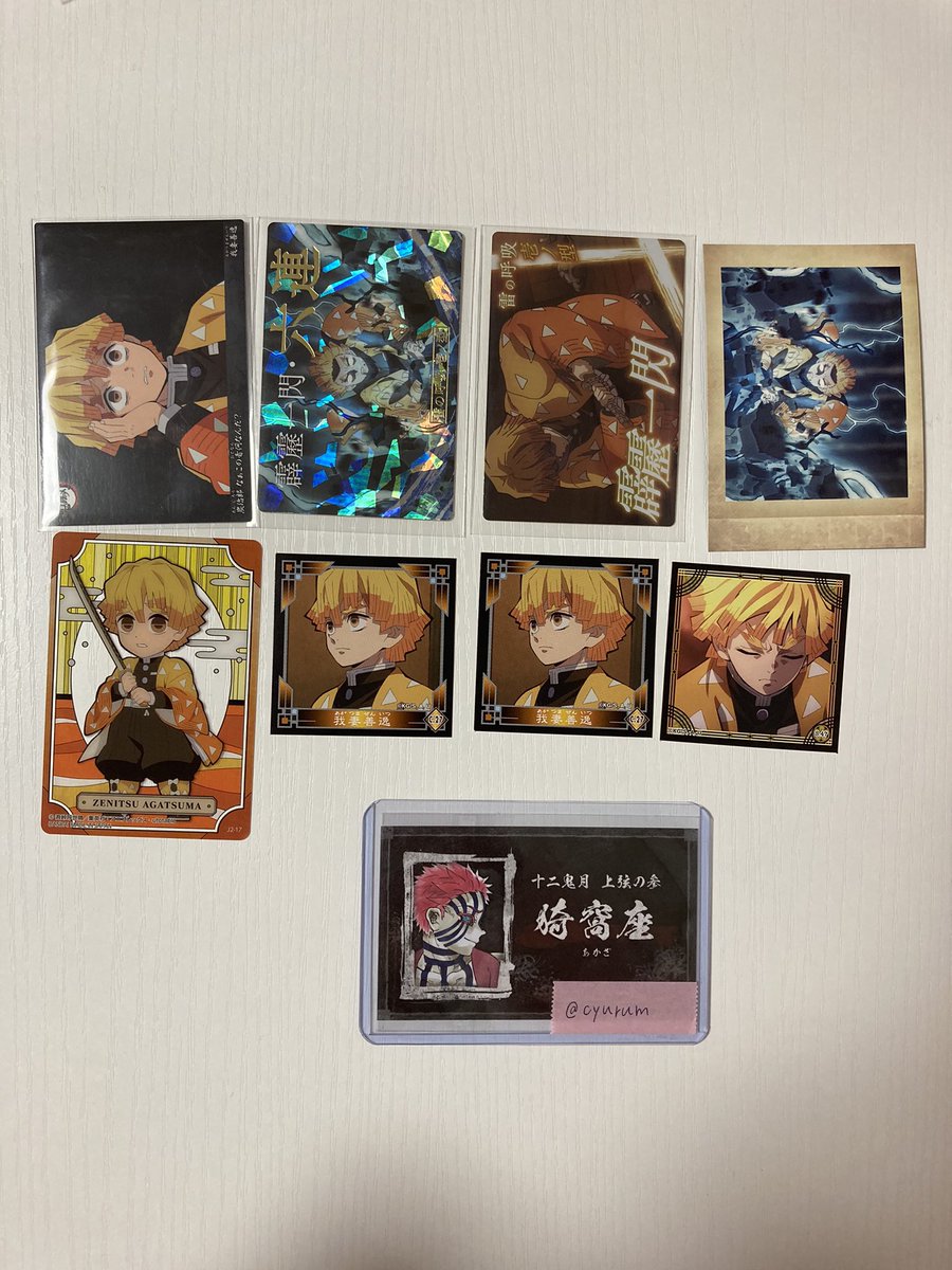cyurum's tweet photo. @ag_zn_93 こんにちは。初めまして。
検索から失礼致します。
画像の善逸くんのシール烈伝所持しています。
シール烈伝2の猗窩座さん単体2枚と交換可能でしょうか？ご検討よろしくお願い致します。
🍰��� https://t.co/B5pBWnQxum