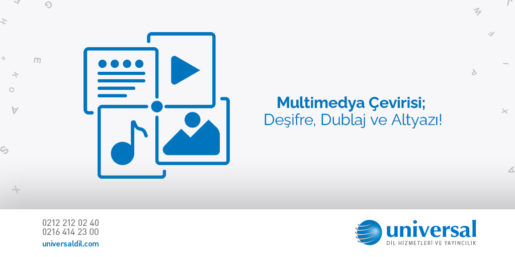 Universal Dil ailesi olarak Multimedya Çevirisi alanında deşifre, altyazı yerleştirme ve dublaj gibi alt başlıklarda müşterilerimize ihtiyaç duydukları her türlü desteği sağlıyoruz.
#universal #universaldil #globallanguage #dilçevirisi #translate #yazılıçeviri #multimedyaçevirisi