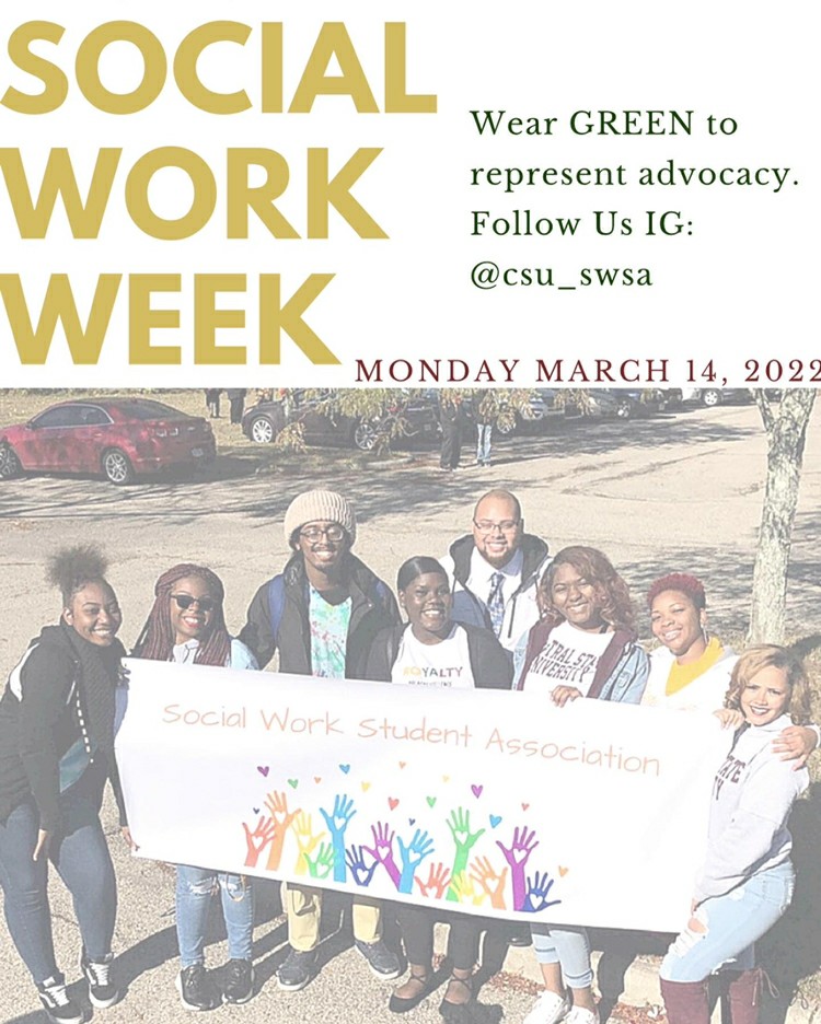 CentralStateSW's tweet photo. Happy Social Work Month, Marauder fam! To honor social workers who help relieve people's suffering, fight for social justice, and improve lives and communities, we have a week of events! We thank @womanhood_w @NAMICentralSta1 and @CSUServices1887 for being collaborators! 💚💚 https://t.co/DPqkNQImFT
