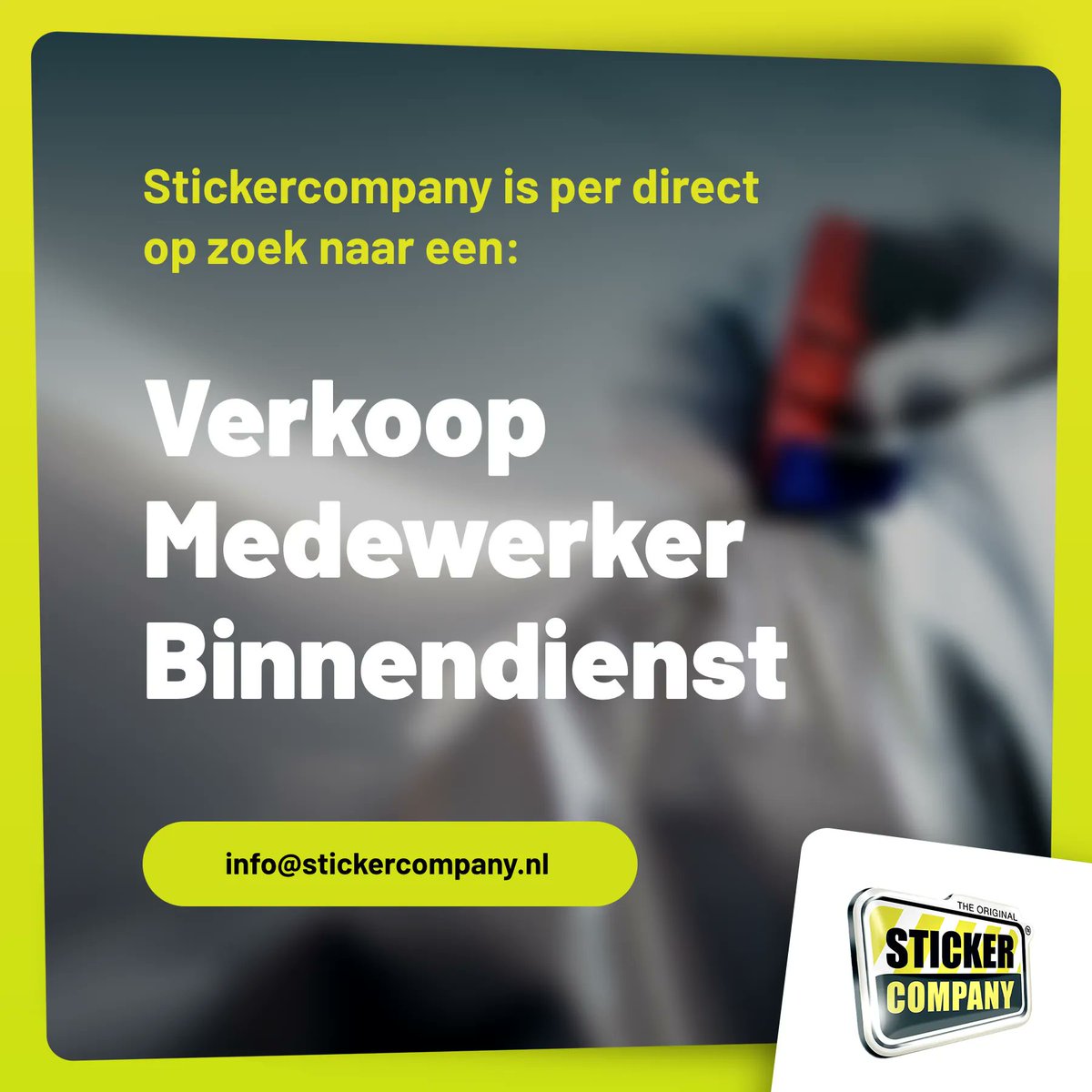 Stickercompany is op zoek naar een binnendienst verkoop medewerker. Heb jij ervaring in de Sign wereld? Heb je kennis van materialen die plakken, en ben je een verkoop tijger die ervoor zorgt dat de klanten altijd tevreden zijn?  --> administratie@stickercompany.nl  #vacature
