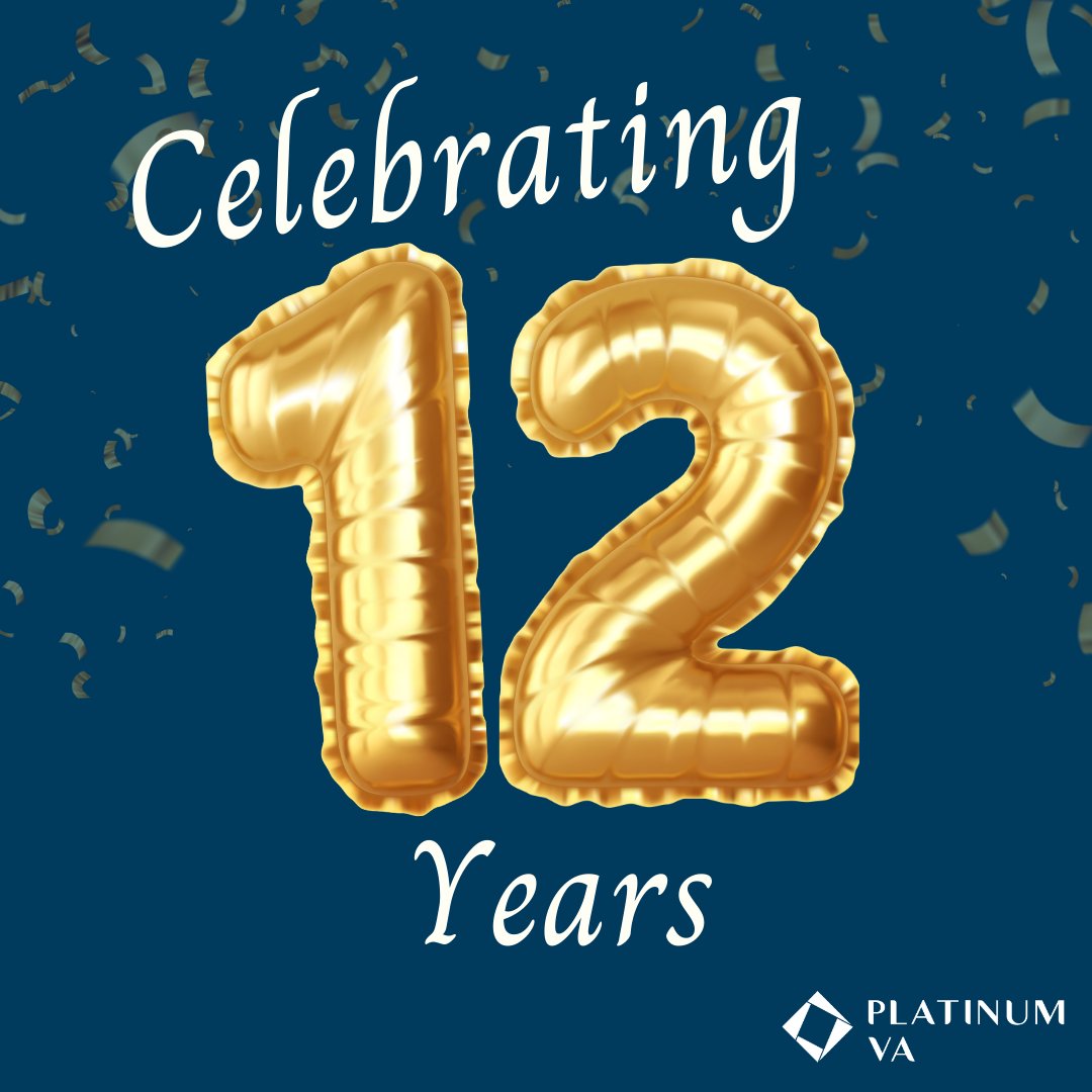 PlatinumVA's tweet photo. Happy Anniversary to the entire Platinum VA Team!!✨
As we celebrate our 12th anniversary, we would like to thank everyone who has been a part of our success over the years.  🎉✨
#ProudlyPVA #PlatinumVA #Anniversary 
#anniversarycelebration #onlinebusinessmanager #uae #dubai https://t.co/931MVMJtOc