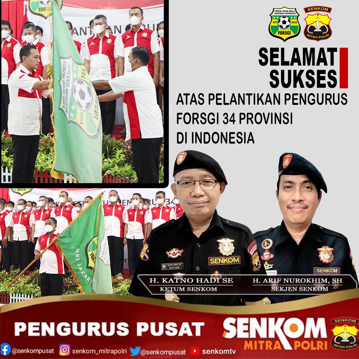 HadiKatno's tweet photo. Selamat &amp; Sukses atas pelantikan pengurus FORSGI 34 Provinsi di Indonesia #KatnoHadi #Forsgi #SepakBola #PSSI #TimNas https://t.co/r7uG61OrnL