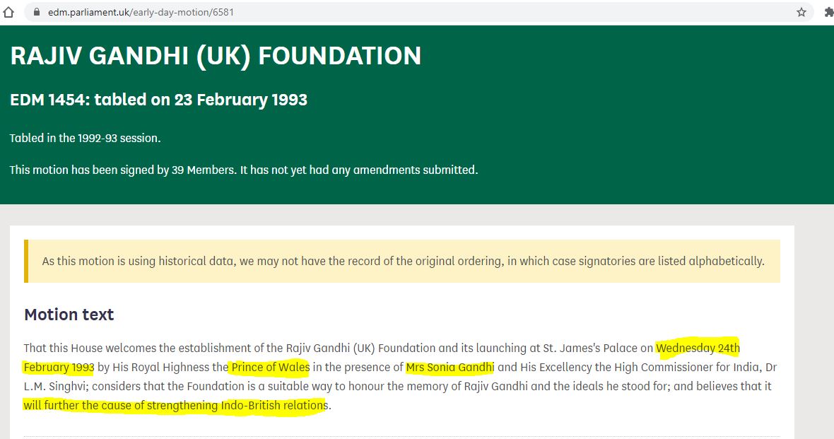 2. She established a UK branch too in 1993 and the UK gov had passed a motion regarding it in presence of Sonia Gandhi.