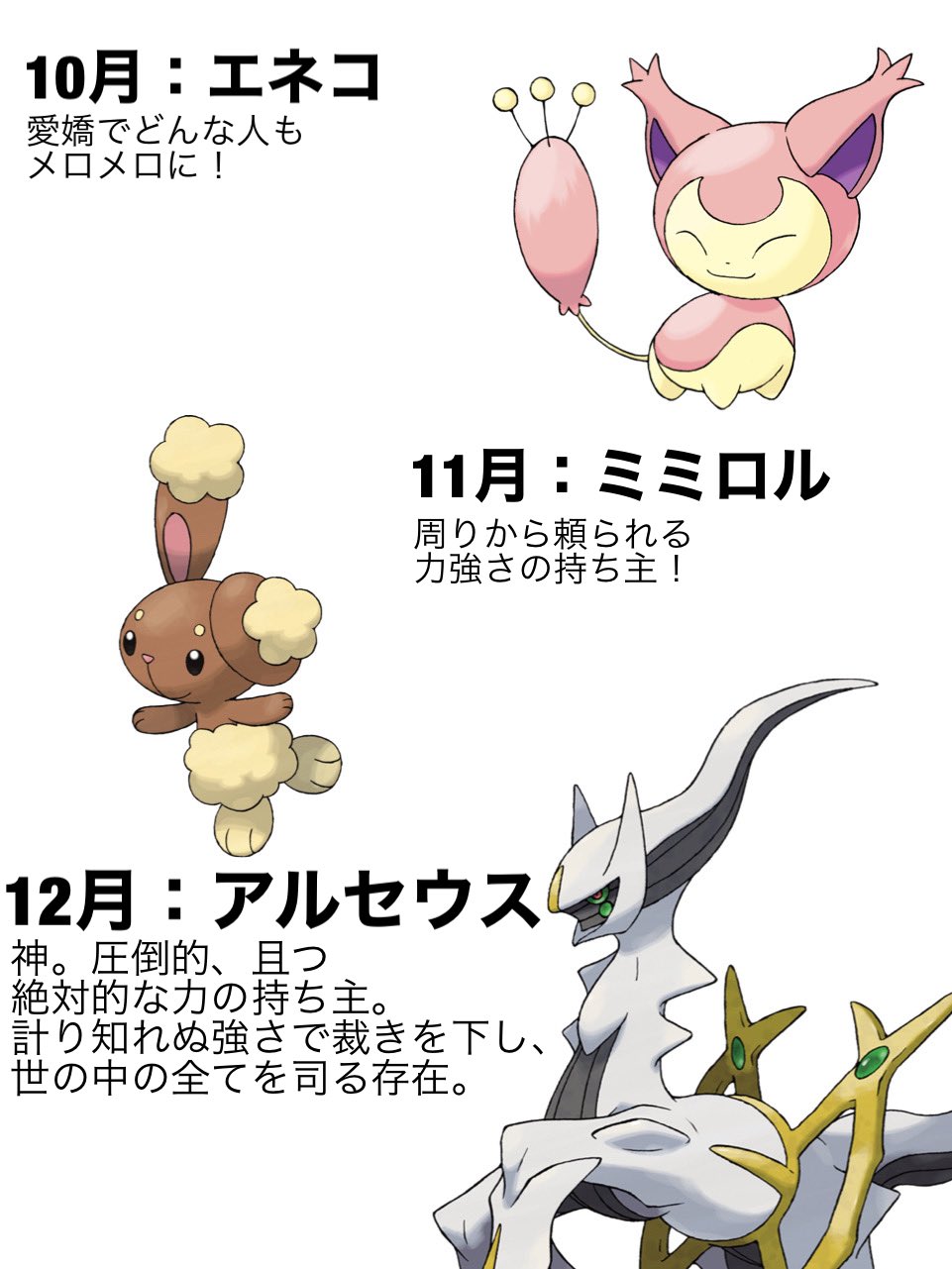 Lattice ラティス ノーマルタイプポケモンの誕生日占いができました みんなはどのポケモンかな ちなみに自分は12月生まれです T Co L0kbm3nzq9 Twitter