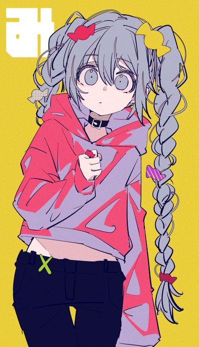 「cropped hoodie hair between eyes」 illustration images(Latest)