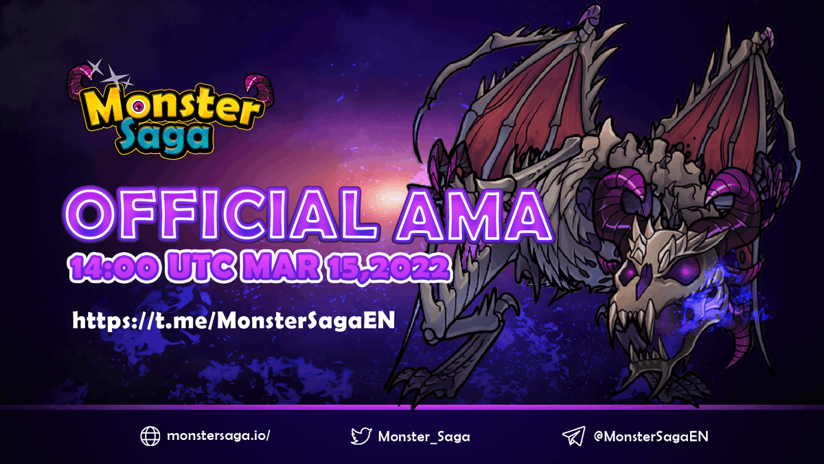 Monster_Saga's tweet photo. 🤔Any ideas and questions for #MonsterSaga ？
❤️Join the MonsterSaga AMA!❤️
 
🗺️Venue:  https://t.co/TNFWQm1TLm
🌆Time: 14:00 PM UTC | March 15th, 2022
🧭Special Guest:  Facioni - Monster Saga Community Manager
 
#GameFi #BSC #P2E #NFTGame #PlayToEarn 
#IDO #presale #Airdrop #NFT https://t.co/rw7cRgN7Yq