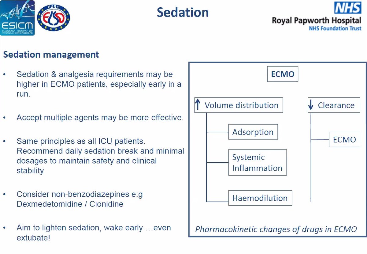 FOAMecmo's tweet photo. Awakening &amp; #ICUrehab during #ECMO @Jo_anneFowles @ESICM @EuroELSO #ECMOmaster
Minimize sedation but prevent/treat distress/discomfort &amp; pain + ⬇️ VO2
Safety first
➡️teamwork + team training (#simulation)
➡️use checklists
➡️evaluate procedure +/- to improve
➡️plan with pt/family https://t.co/IxR5YAePM2