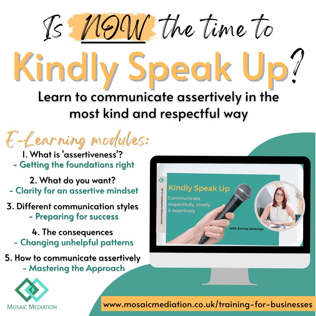 As a #mediator I have seen the impact of people not feeling confident and equipped to have #difficultconversations.

It felt important to do something to help equip individuals to learn to communicate assertively - whether they are employed in an organisation I work with or not.