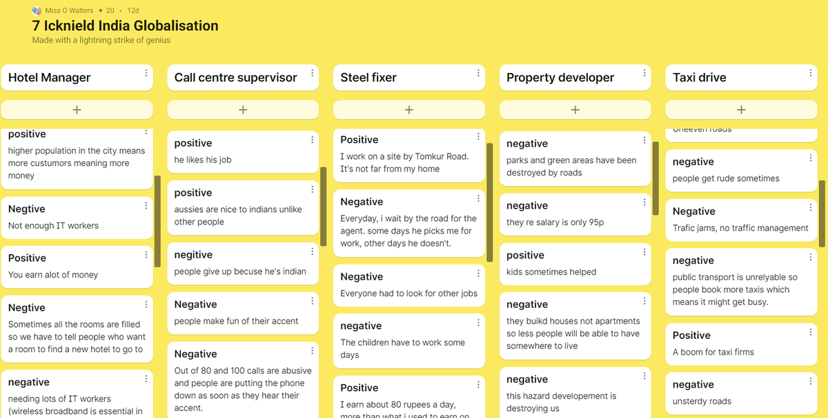 LivWals's tweet photo. Amazing @padlet work with year 7 today on the impacts of #globalisation on stakeholders in Bangalore. #geographyteacher #Geography #edutwitter https://t.co/PPTlNKFf8I
