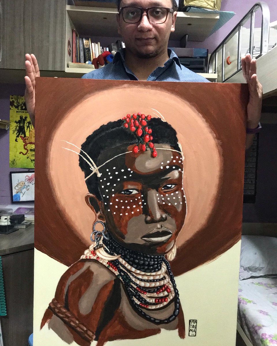 Fantasmacria's tweet photo. Pintura sobre tela 80x60 , tinta acrílica 
Padrão de beleza é riqueza em cultura. https://t.co/65ofFhERDG