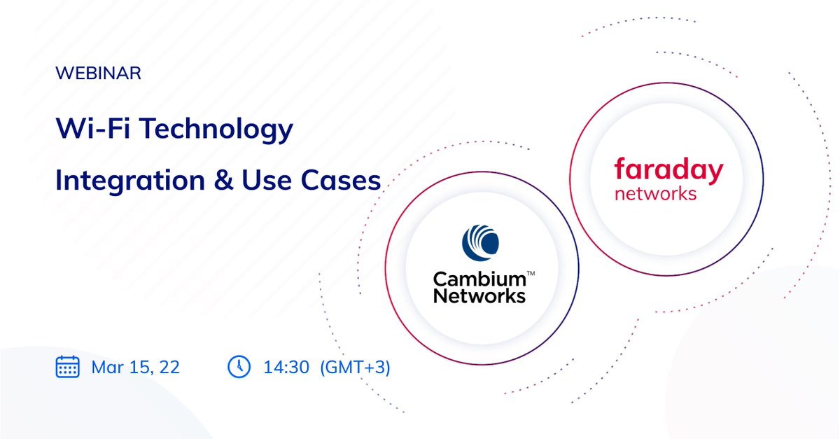 faradaynetworks's tweet photo. You are invited to our Webinar to explore @faradaynetworks  &amp; @CambiumNetworks  integration and use cases. Register the event from the following link:
https://t.co/oT7H4JThGz

#webinar #integration #faradaynetworks #theedgeisthefuture #cambiumnetworks https://t.co/acq2P8QZqr