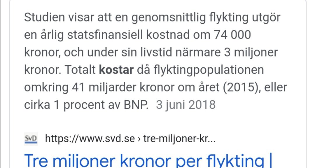 Varför vill inte regeringen gå ut offentligt med aktuella kostnaden för de ekonomiska MENA flyktingar som inte kan försörja sig? 2021 var siffran 250 miljarder/år. Enligt bilden för kostnaden 2015 missvisande då merparten kom 2015-2020! Detta är skandal och en förstörd välfärd!