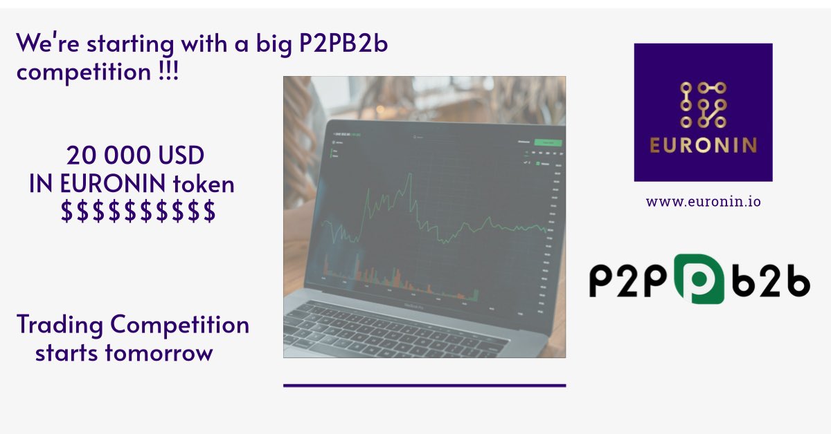 p2pb2b.io/trading-compet…
Let’s start our big Trading competition 🚀🚀🚀🚀
You can win 20 000 usd in euronin token #euronin 💰💰💰💰

In cooperation with <a href="/p2pb2b/">Smacp Online</a> we generate this simple and interesting even 

Please check on website, trade 
And win 🏆