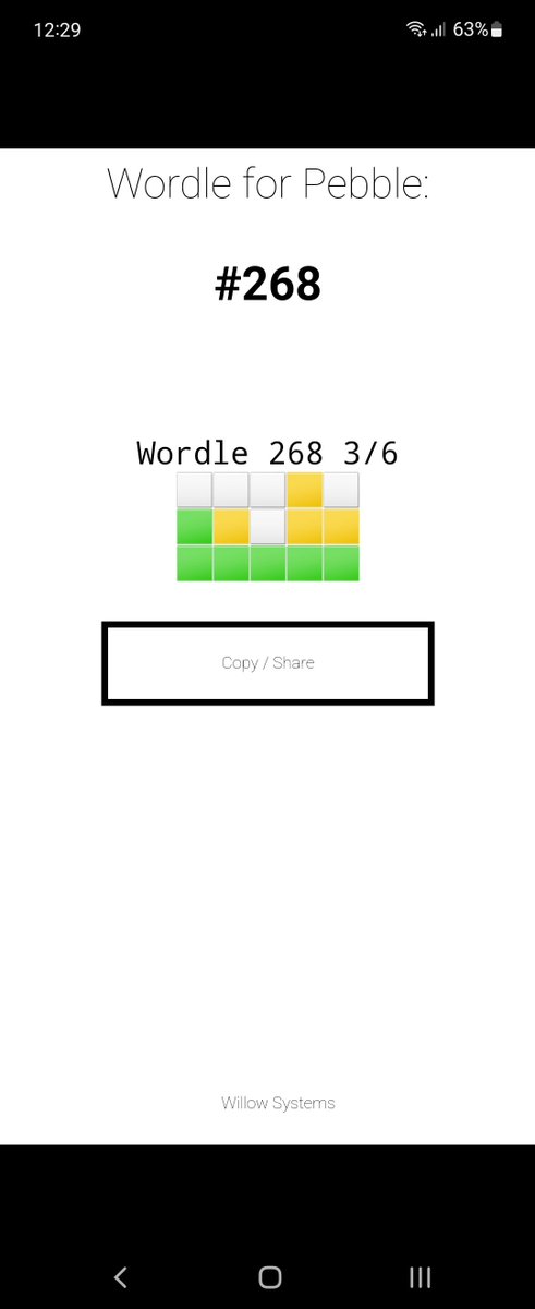 __Will0__'s tweet photo. Lunch break update: 
- The game now autosaves
- You can press select when you've won or lost to hide the letters
- You can open the config page in the Pebble app to copy the emojis :tada:

I don't have much time to eat lunch now https://t.co/FQu7dPiR6J