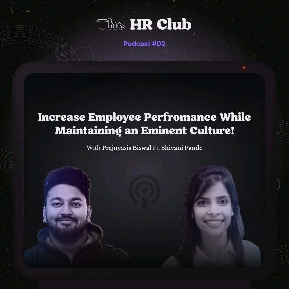 "The HR Club" presented by team @wrky_ai

Episode #02 - Increase Employee Performance While Maintaining an Eminent Culture!

Host🎙️: <a href="/iampbiswal/">Prajnyasis Biswal (PB)</a> VC @Thinqbate.

Speaker: Shivani Pande | Sr. HR Manager @Rocketium

Available now❤️

#HumanResources #podcast #performance #culture