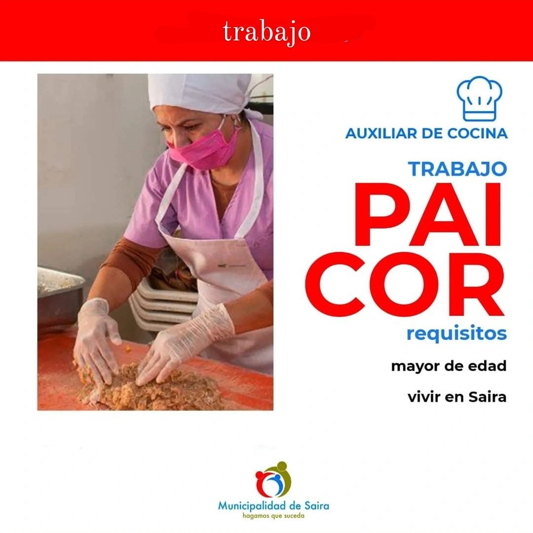 Los/as inscriptos a la vacante de auxiliar de cocina PAICOR, que cerró el mié 9, están en etapa de evaluación para la posterior selección (14 al 18 de marzo).

Luego se procederá a la firma del convenio con funcionario de la Provincia para su pronto inicio laboral.