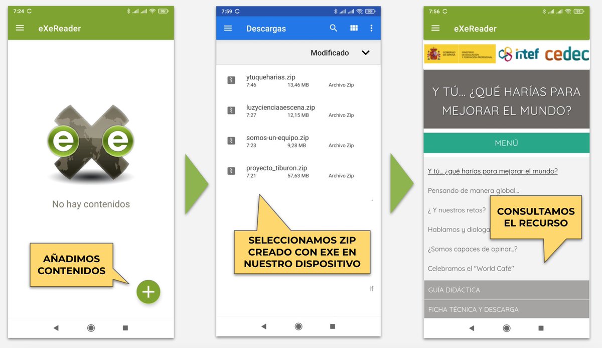 exelearning_sp's tweet photo. eXeReader, visor de materiales creados con eXe para dispositivos móviles. https://t.co/D1VFeYPXOm #eXeReader #eXeLearning #SoftwareLibre #YoSoyExe https://t.co/5YUQUblqPY