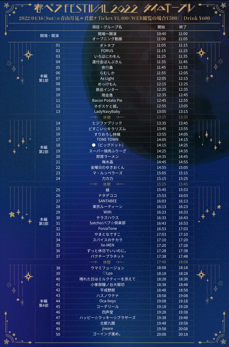 marupera_fes's tweet photo. ／
4月16日(土)開催のアカペラライブ🎤
春ペラFESTIVAL2022出演バンド決定‼️
＼

全50の出演バンドが決定✨一日がかりのアカペラのお祭りをお楽しみに👍♬

チケットは、

・ライブハウスで観覧いただくチケット
・WEB配信を観覧いただくチケット

の二種類をご用意いたします😊詳細はお待ちください🙇‍♂️ https://t.co/eMSqMke1xN