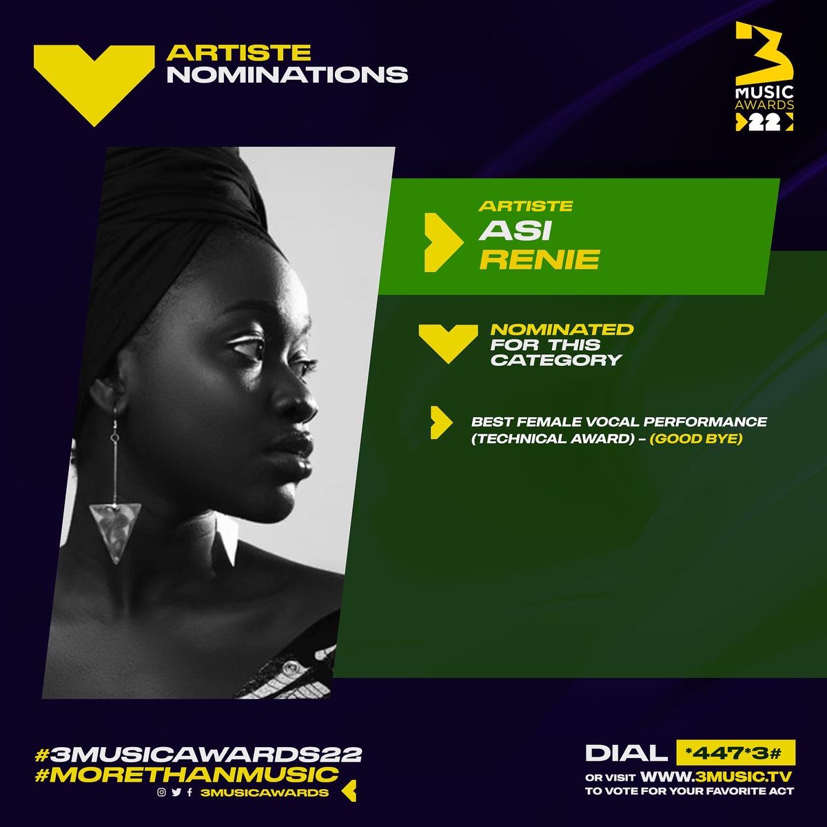 We got our first nomination🙌🏿
And in a category I’ve always dreamed of! Big love to <a href="/3musicawards/">#3MusicAwards24</a> for the recognition! 

Dial *447*3# or go to their website to vote! Go and vote guys! 
Love and Light always 💚✨