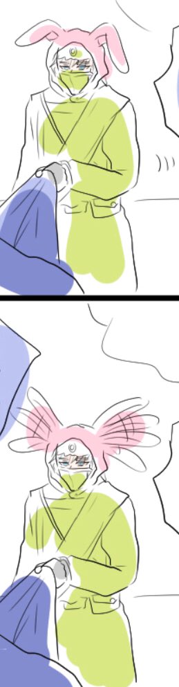 大人しく寝ます。猫頭巾ちゃんとうさ頭巾ちゃん。 