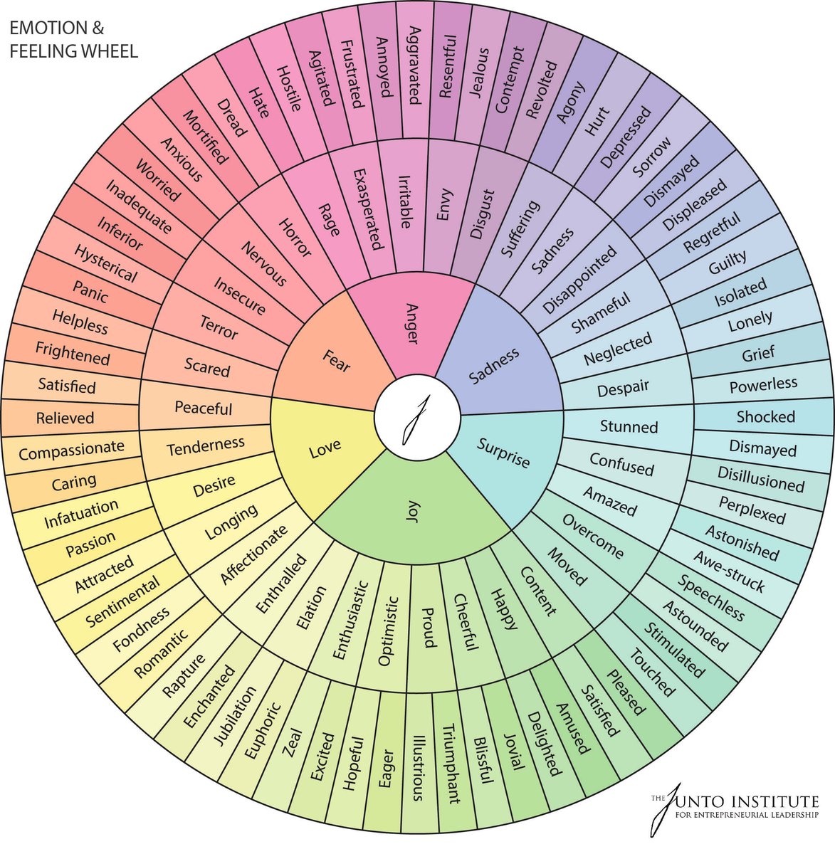 Need words to help you recognize / label your feelings? Check out this wheel of emotions / feeling words. Identify your feelings with greater accuracy, you may receive better feedback / help!