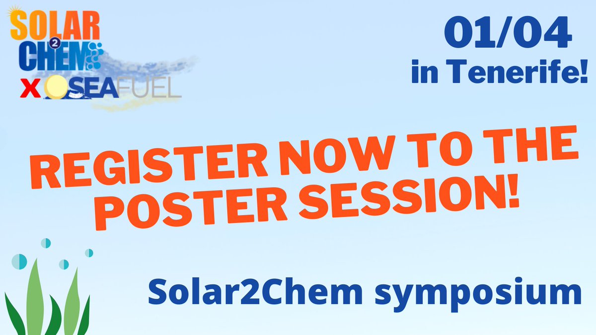 solar2chem's tweet photo. 📌Don't miss this opportunity!📌
Register now to the poster session of the Solar2ChemxSeafuel symposium on April 1st.
https://t.co/5ukkr5jPc7

Registration for @SEAFUEL_EU launch event at https://t.co/4I47l32zvm https://t.co/7d2Flbbiuk