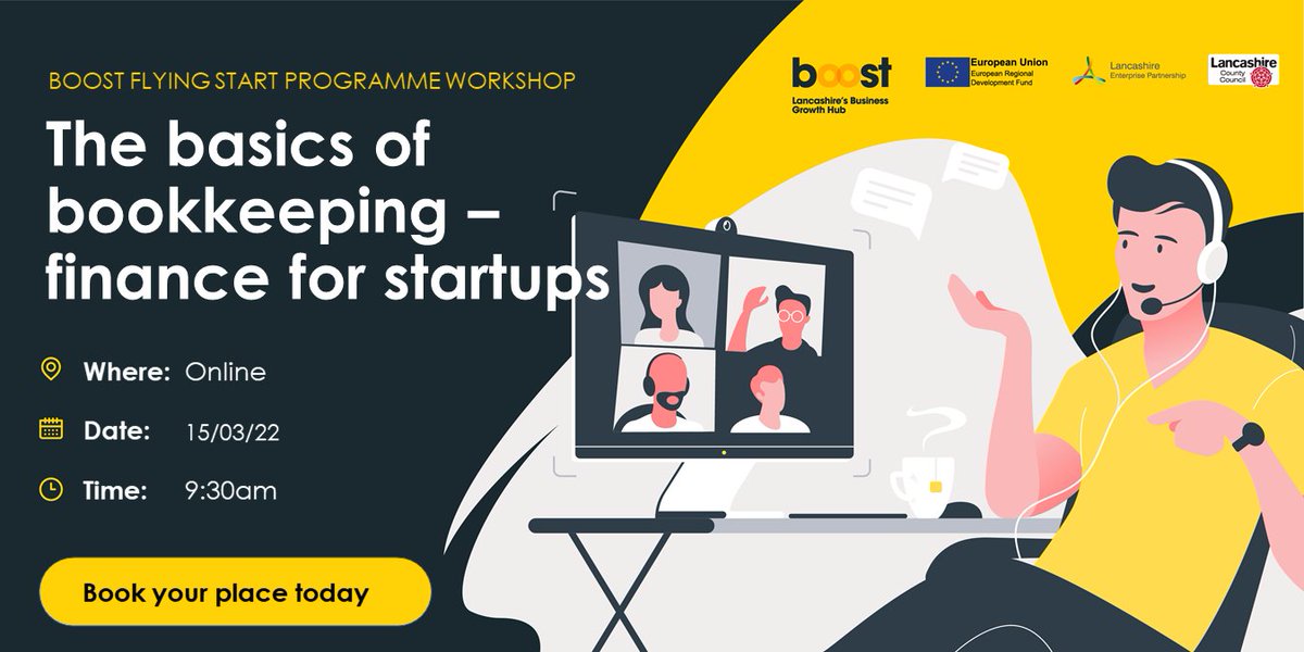 Tomorrow's workshop has been designed for new startups or businesses wishing to refresh their skills on the Basics of Bookkeeping and Accounts.

Presented by: Lydia Read-Potter

Hosted by: <a href="/E4All_NW/">Enterprise4All</a> as part of Boost’s Flying Start Programme.

Register here bit.ly/3BM1WDD