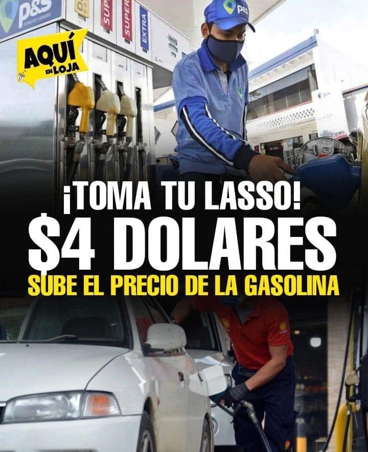 MaraEle92899875's tweet photo. El precio de las gasolinas super y extra se va ha seguir disparando con la subida del precio del petróleo...el costo del galón de Ecuador es igual al de EE.UU..... https://t.co/6nPDX0js0l
