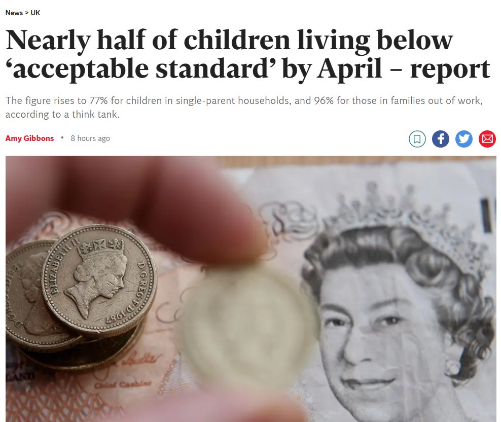 Grim new analysis from @NEF. In 2022 UK, struggling to afford essentials is a mainstream reality. This April, 23.4 million people, more than 1/3 (34%) of the population & almost 1/2 (48%) of all children, will be making sacrifices day to day. neweconomics.org/2022/03/23-4-m…