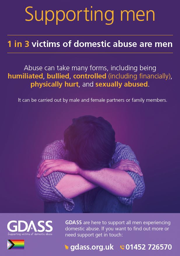 Prestbury Park Medical on X: "Domestic abuse can affect anyone but it is  thought to be vastly under reported by male victims. To help, GDASS can  offer support on a 1-2-1 basis