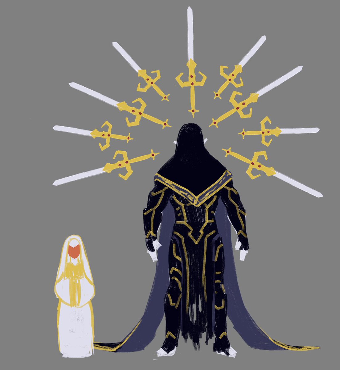 HCobalto's tweet photo. Sketching another Grigori! He's San Mikael. The Saint Angel from the monasteries of exorcist practices. He provides and teaches offensive magic -aslongside- weapons from his own blood (gold). https://t.co/fMF2XZO3mT