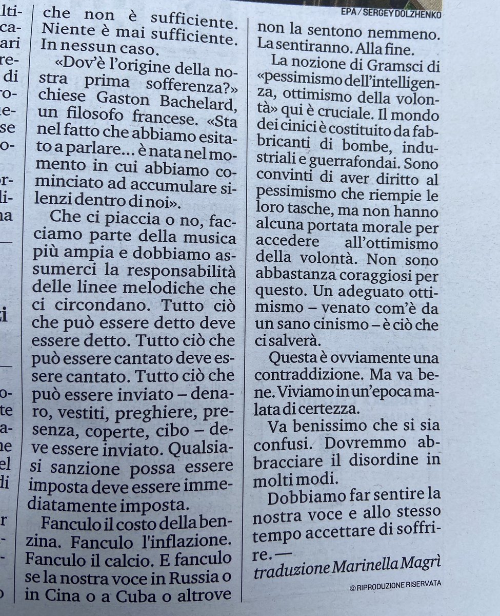 Sciandi's tweet photo. Su @LaStampa scrive oggi Colum McCann. 
È un pezzo da brivido 

https://t.co/USfr77WqJK https://t.co/rmhytJSmrD