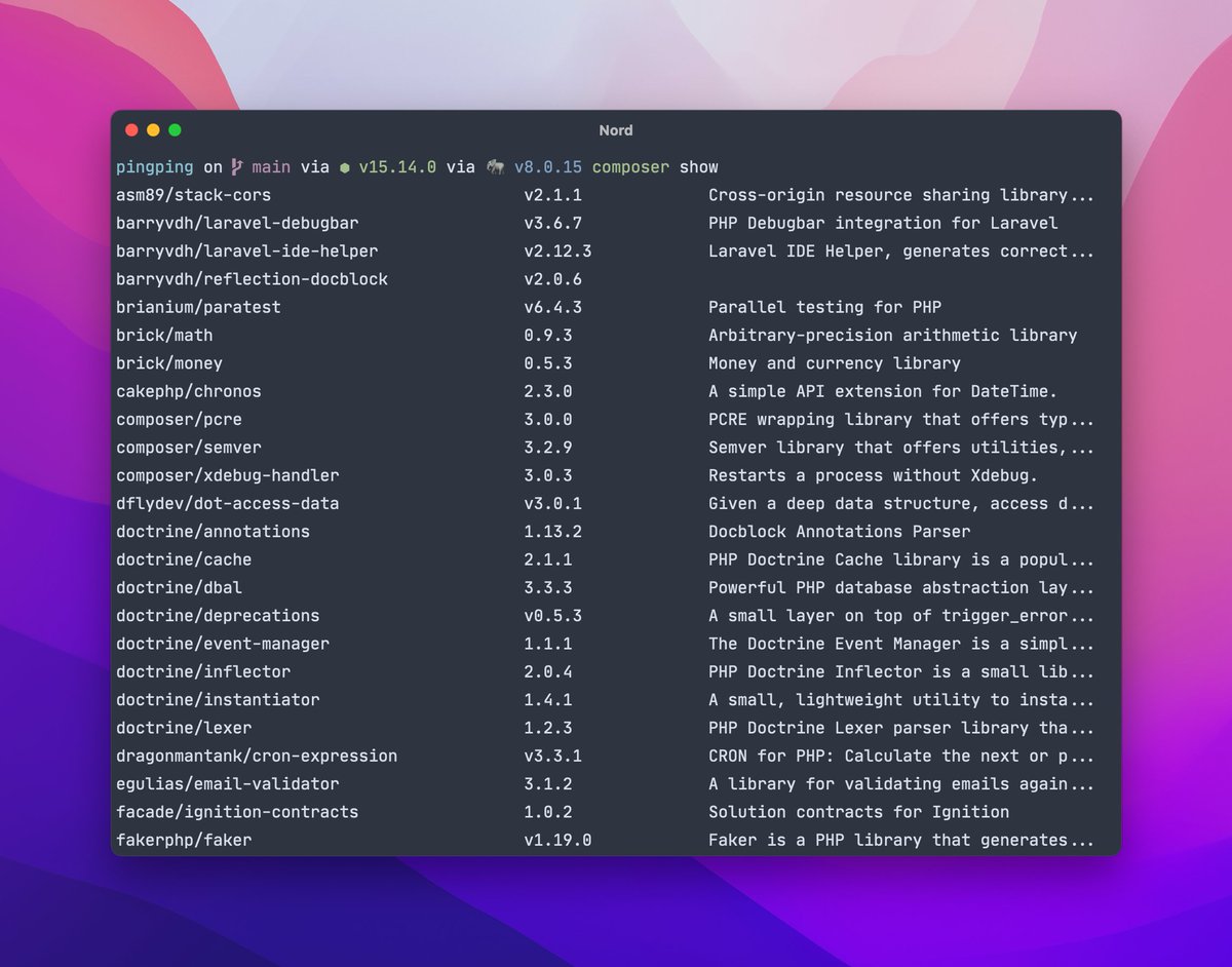 stefanbauerme's tweet image. 🔥 Composer can do more than requiring packages. Here are some commands I regularly use.
- `composer outdated` (shows outdated packages)
- `composer show` (shows all installed packages, -t as tree)
- `composer why / why-not` (tells you why it depends (or not) on another package