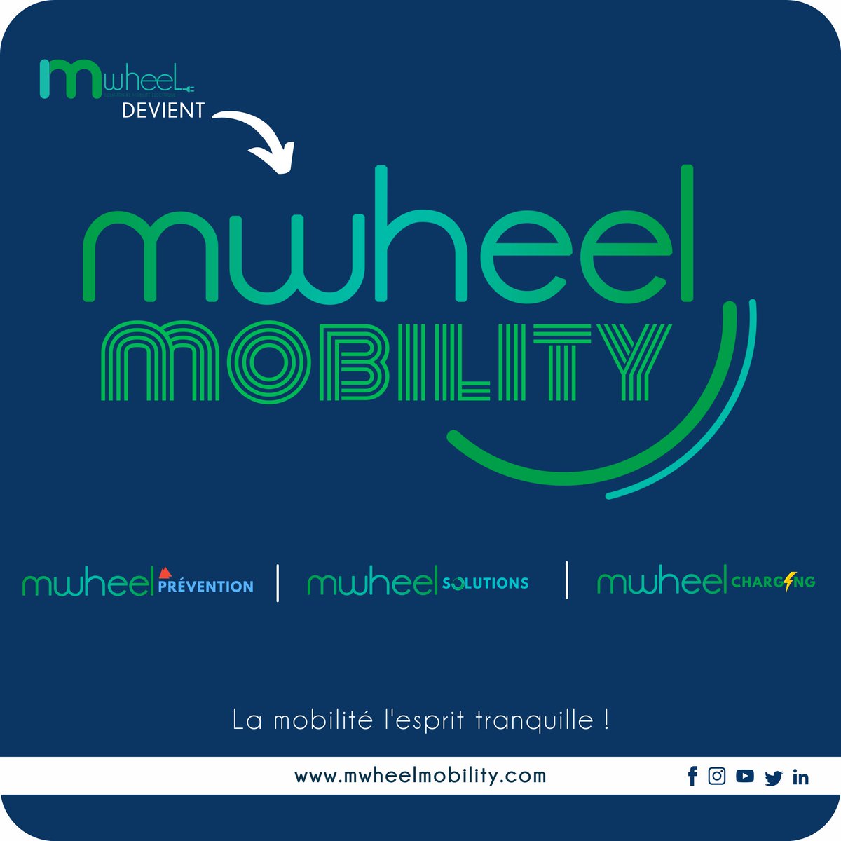 <a href="/MWheel_Fr/">M-Wheel Mobility</a> devient #MWHEELMOBILITY 🎊🎉      Trois identités: #MWHEELPREVENTION👩‍🎓#MWHEELSOLUTIONS 🛴🚲#MWHEELCHARGING ⚡️et toujours #mobilitéresponsable
mwheelmobility.com #StayTuned