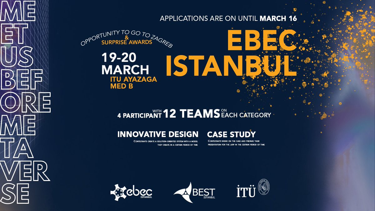LAST 3 DAYS FOR EBEC ISTANBUL APPLICATIONS!! Would you like to earn Europe's most prestigious engineering title? 👀 You can visit ebec.bestistanbul.org for detailed information and to register in the contest. 🤸🏽 Hurry, don't miss the deadline! ⚠️