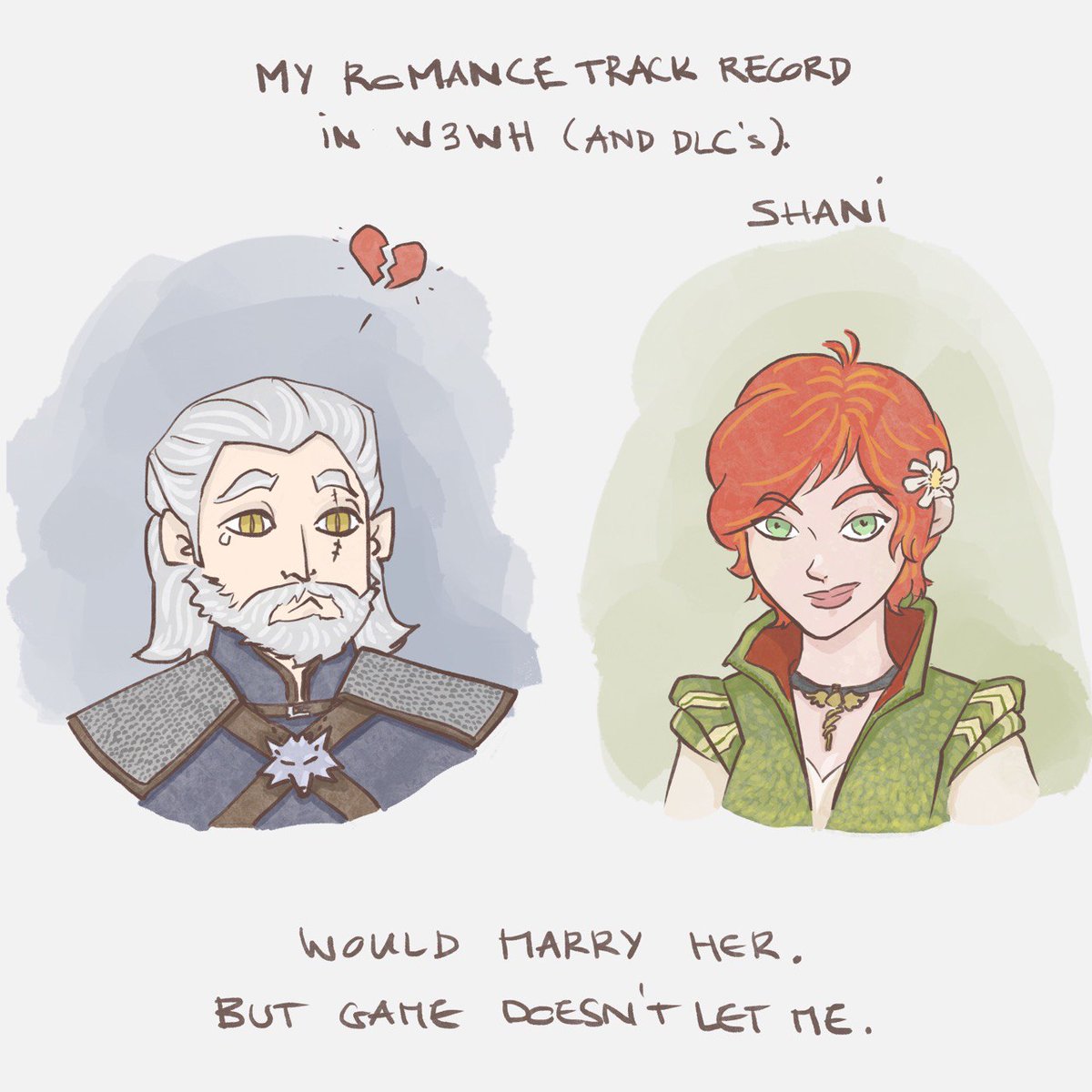 kosame707's tweet photo. While I’m waiting for the next gen patch for W3 Wild Hunt to drop, I’ve been revisiting some of my original choices and wondering what I would do differently… starting with romancing options. #sketching #drawing #witcher3 #witcher3wildhunt #witcher3dlc https://t.co/CliSHfPNTh
