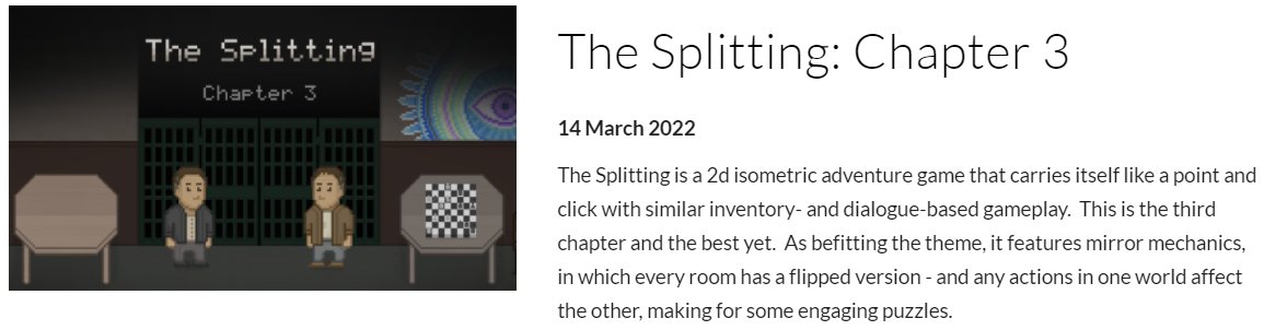 CSH_Picone's tweet photo. Freshly released, the third (and best) chapter of @FireberryStudio's The Splitting adventure series. If you're unfamiliar with the series, all three parts are currently available to play (or recap) for free on their website. It's isometric but the gameplay will appeal to PNC fans https://t.co/SVpQztrBUY