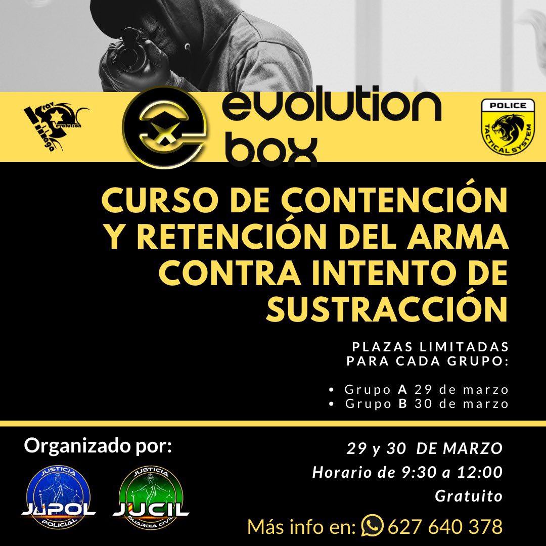 Jupol_Valencia's tweet image. 🔵👮‍♂️🔵 
Curso de contención y retención del arma contra intento de sustracción.

➡️Curso para afiliados de jupol y jucil
➡️Totalmente subvencionado
➡️Exclusivo para FCSE

#EvolutionBox 

Organizado por @Jupol_Valencia @JucilValencia 

Inscripción 👇🏻

forms.gle/7mKiER95zxzA5e…