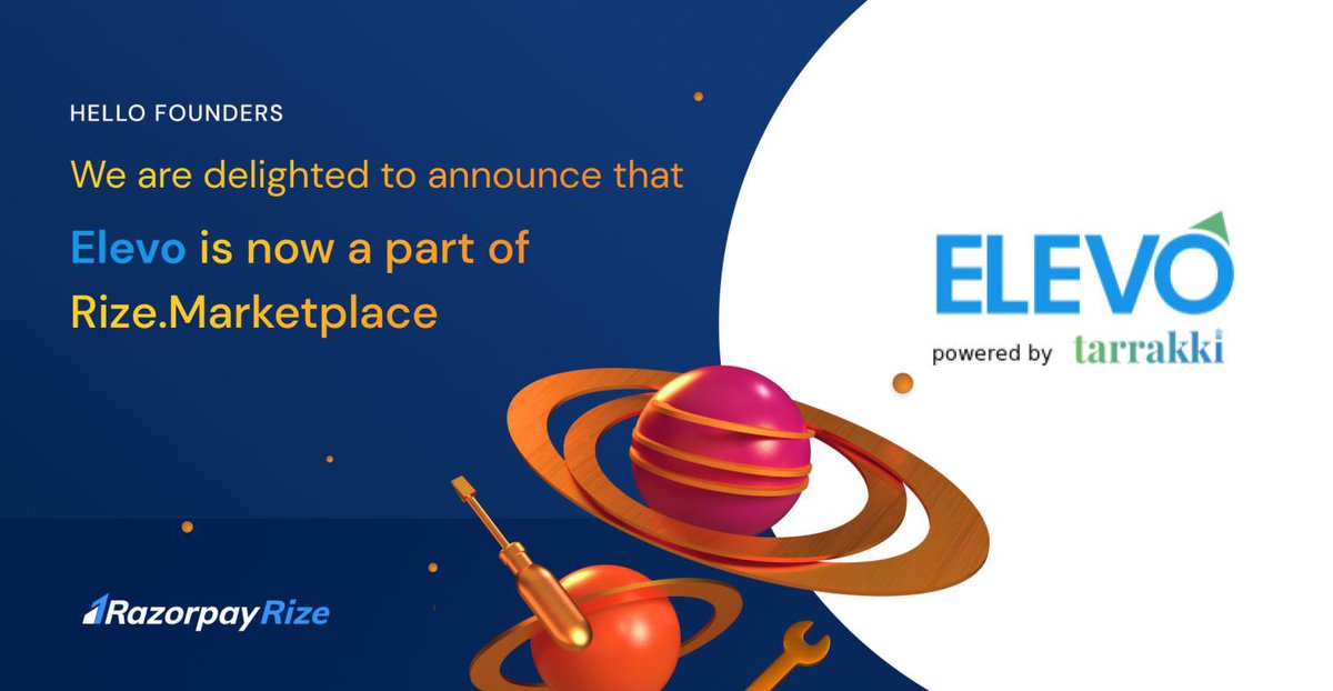 Elevo_'s tweet photo. Excited to share that @Elevo_  is now a part of the @Razorpay Rize Marketplace!

 Offering: All the Razorpay Rize startups will be offered treasury advisory at no additional cost and receive help with allocating surplus capital based on their working capital cycles and cash flows https://t.co/HTrpaYQHFe