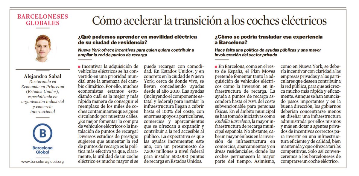 “Cómo acelerar la transición a los coches eléctricos”. Lee el artículo de <a href="/sabalalejandro/">Alejandro Sabal</a> publicado hoy en <a href="/LaVanguardia/">La Vanguardia</a>