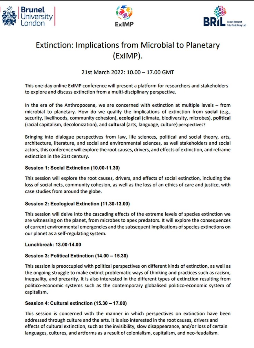 Extinction_Imp's tweet photo. Extinction: Implications from Microbial to Planetary: Free One Day Online Conference. https://t.co/W3YOLnJail