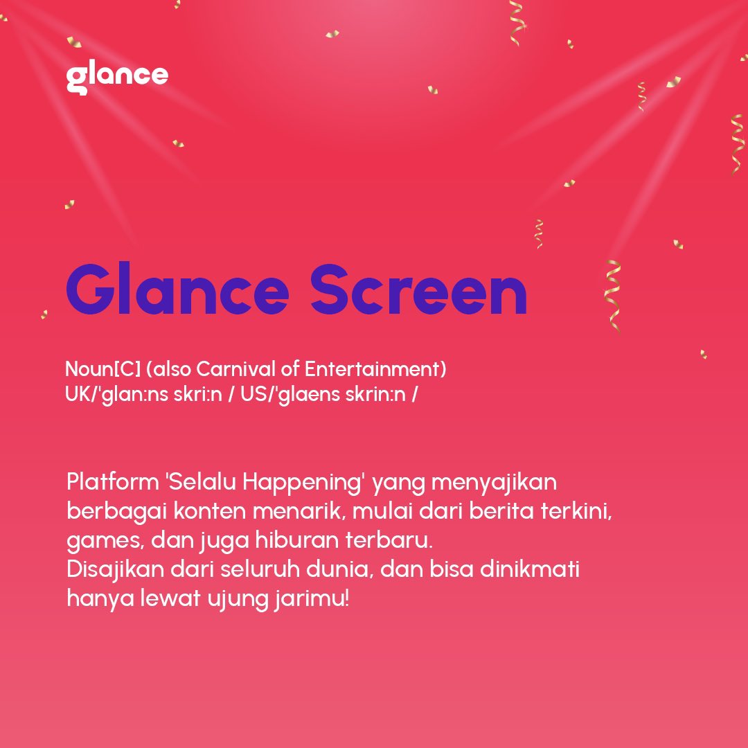 glancescreenid's tweet photo. Biar enggak ketinggalan sama yang #SelaluHappening aktifkan #Glance di HP-mu sekarang! ๐คณ๐
#GlanceIndonesia
#GlanceLockScreen https://t.co/aahZknuLRp