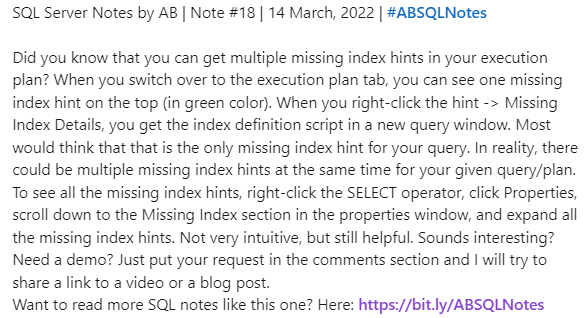 A_Bansal's tweet photo. SQL Server Notes by AB  | Note #18 | 14 March, 2022 | #ABSQLNotes https://t.co/BO6pbA7vLf