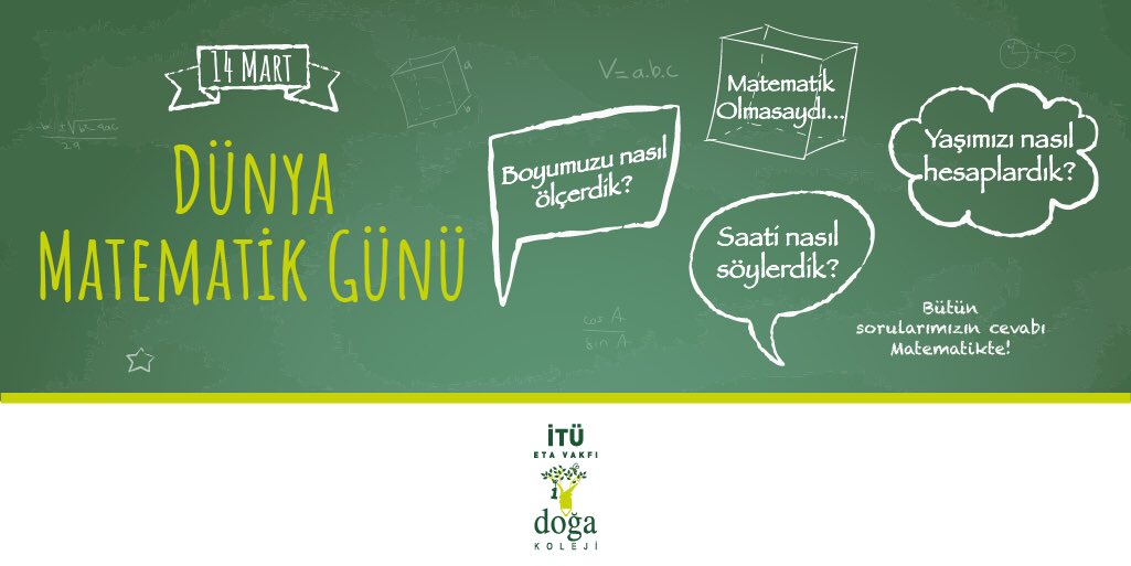 Matematik birleştirir. ➕➖✖️➗
14 Mart Dünya Matematik Günü kutlu olsun. #doğamızdamatematikvar 💚