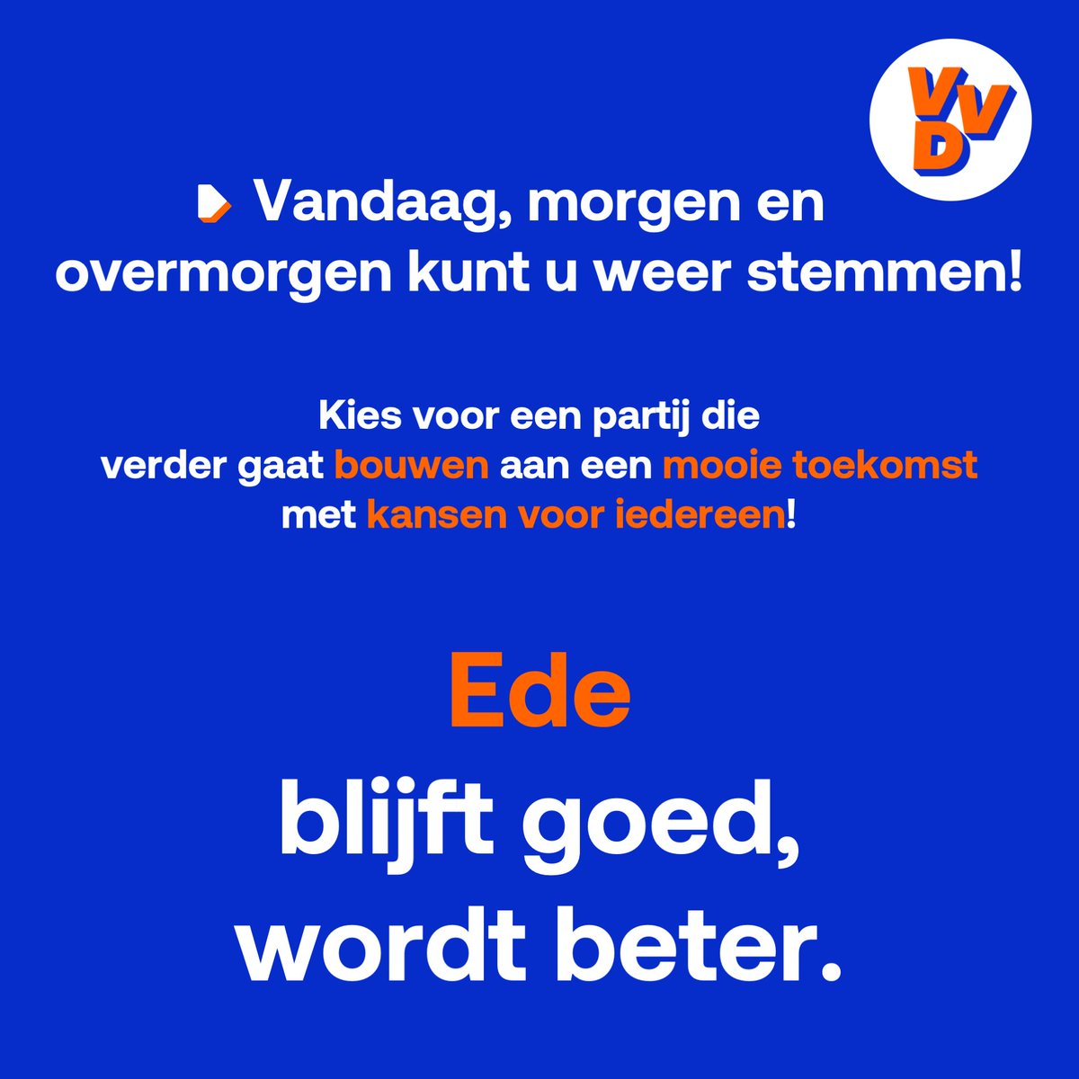 Stem 14, 15 of 16 maart op een van onze kandidaten uit jouw stad, wijk of dorp!

#GR22 #Ede #bouwenaandetoekomst