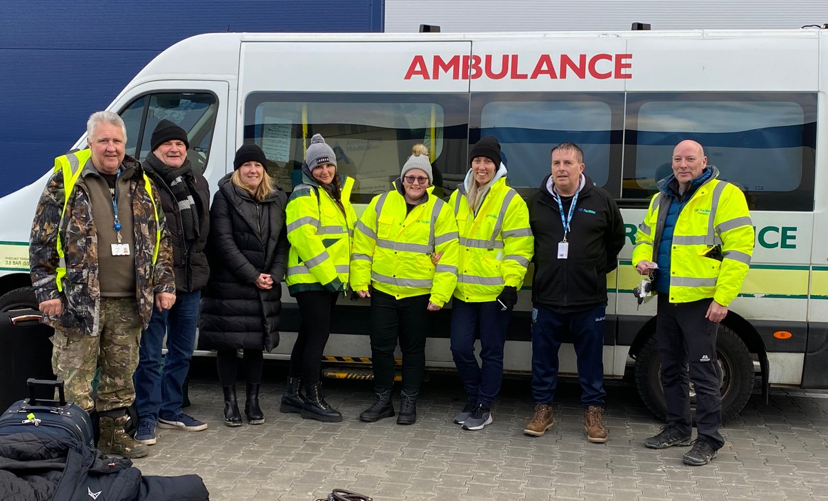 Gateshead_NHS's tweet photo. Well done team Gateshead! 

The medical supplies donated to @MAUkraineNE by the region's NHS trusts have now been handed over to to help those in need - @QeFacilities drove 1400 miles in three days to deliver the ambulances donated by @NEAmbulance 

#StandWithUkraine️ 🇺🇦💙 https://t.co/v3Do5XmvSF