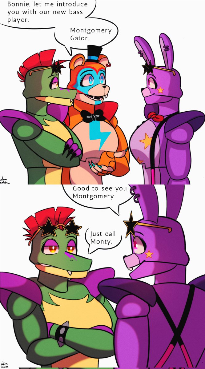 atlas*white 🐺🐻 on X: Glamrock Bonnie has always had a relationship with  Monty. Not saying what kind. ( FNAF )  / X