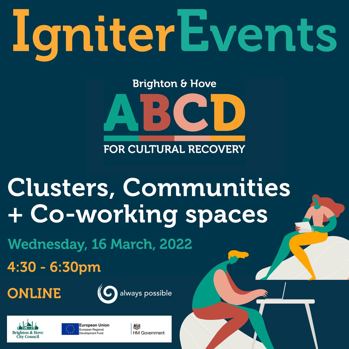 And on networking and collaboration - #ABCD Igniter: Clusters, Communities, Co-working Spaces is this Wednesday.

Speakers: Jessica Ryan-Ndegwa <a href="/D_Disability/">Design_Disability</a> <a href="/heretakis/">Lefteris Heretakis MA RCA</a> <a href="/mat_hunter/">Mat Hunter</a> <a href="/plusxspace/">Plus X Innovation</a> Dr Cissie Fu

Join the conversation. Free. Online. <a href="/CreativeBTN/">Culture In Our City</a> eventbrite.co.uk/e/abcd-igniter…