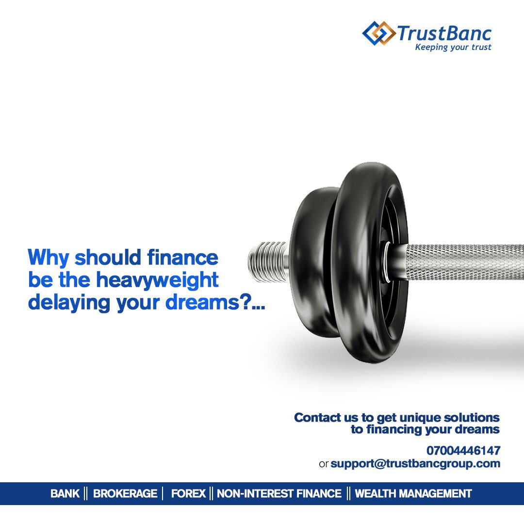 TrustBancgroup's tweet photo. Now is the best time to get the right finance from us to help you realize your goals.

Reach out us today;
📱  07004446147
📩  support@trustbancgroup.com for more information.

#TrustBanc #Investing #WealthManagement #Loans https://t.co/39JeP8mjw4